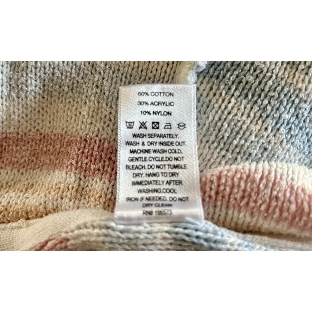 Buc-ees Baja Pullover Pastel Stripes Kangaroo Pocket Women’s Large Hoodie Top